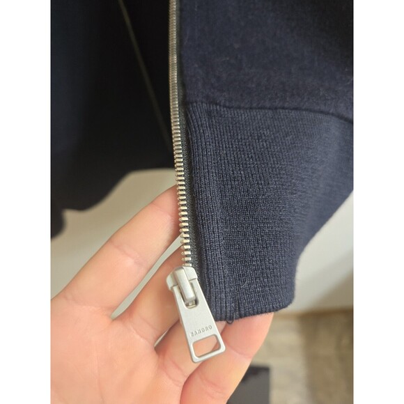 Sandro Full Zip Up Jacket, 100% Wool, Navy Blue, Size S - Picture 7 of 10